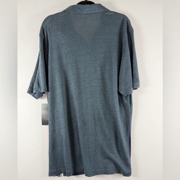 BLOOMINGDALES Johnny Collar Linen Polo Shirt M & XL Dark Slate Retail $98.00 - Picture 4 of 4